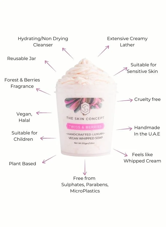 The Skin Concept  The Skin Concept 5 in 1 Handmade Vegan Whipped Soap - Twigs and Berries  | Best Price UAE